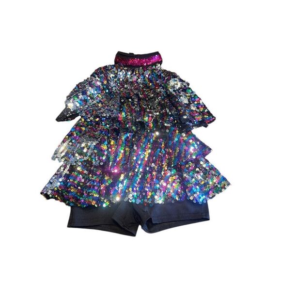 A wish come true dance recital rainbow sparkly jazz tap costume leotard M child - Picture 2 of 5